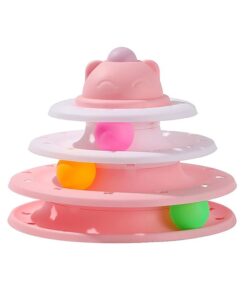Two - Tone 4 Layer Interactive Tower Cat Toy - Pink & White