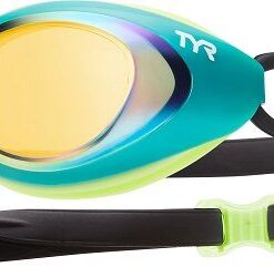 TYR Black Hawk Mirrored Racing Goggles - Gold/Green