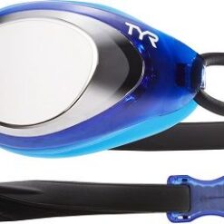 TYR Black Hawk Mirrored Racing Goggles - Silver/Blue