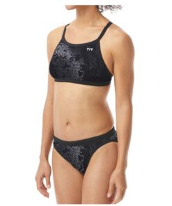 TYR Durafast Elite Ison Dimaxback Work Out Bikini Bathing Suit - Titanium - M