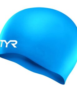 TYR Wrinkle Free Silicone Long Hair Swimming Cap - Blue