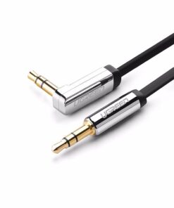 UGreen 10728 3.5mm Male to Male 90 Right Angle 3m Flat Cable-BK