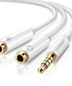 UGreen 10789 3.5mm M to 2xF Audio+Mic Adapter-White