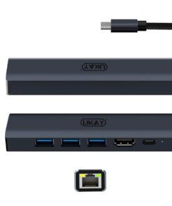 UKAY 6 in 1 HUB Adapter Type-c to 4K HDMI/USB3.0/RJ45/PD Fast Charge