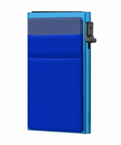 Ultra Slim RFID Pop Up Card Holder With Quick Access Double Pouch - Blue