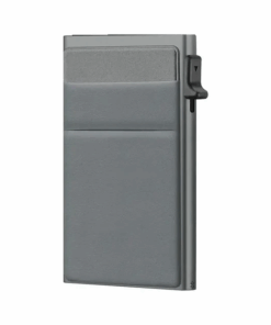 Ultra Slim RFID Pop Up Card Holder With Quick Access Double Pouch - Grey