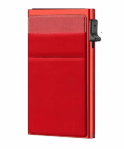 Ultra Slim RFID Pop Up Card Holder With Quick Access Double Pouch - Red