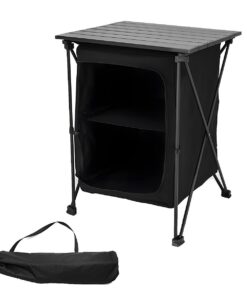 Ultralight Portable Folding Camping Outdoor Table Storage Cabinet With Bag - Black