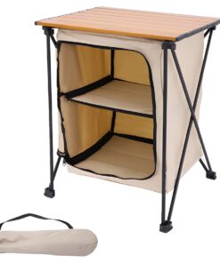 Ultralight Portable Folding Camping Outdoor Table Storage Cabinet With Bag - White