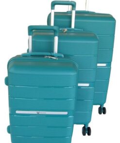 Unbreakable 3-Piece Aqua Blue PP Luggage Set - Lightweight, Durable