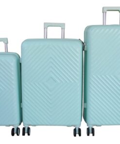Unbreakable 3-Piece Luggage Set with Spinner Wheels,Telescoping Handle,Lock - Baby Blue