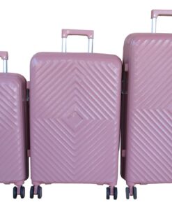 Unbreakable 3-Piece Luggage Set with Spinner Wheels,Telescoping Handle,Lock - Pink