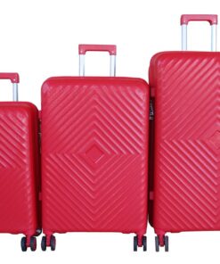 Unbreakable 3-Piece Luggage Set with Spinner Wheels,Telescoping Handle,Lock - Red