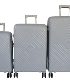 Unbreakable 3-Piece Luggage Set with Spinner Wheels,Telescoping Handle,Lock - Silver