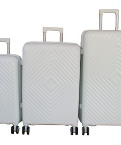 Unbreakable 3-Piece Luggage Set with Spinner Wheels,Telescoping Handle,Lock - White
