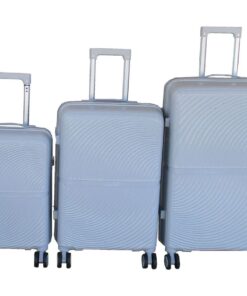 Unbreakable 3-Piece PP Trolley Luggage Set - Light Grey, Durable and Lock