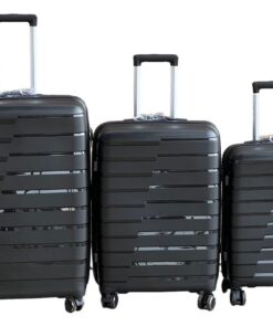 Unbreakable PP Luggage-3 Piece Suitcase Set 29inch - Black