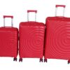 Unbreakable Red PP Trolley Luggage Set Hard-Shell and Lock - 3-Piece