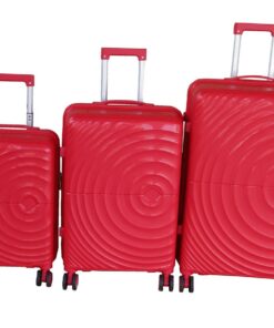 Unbreakable Red PP Trolley Luggage Set Hard-Shell and Lock - 3-Piece