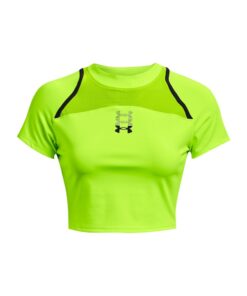 Under Armour Women's Run Anywhere Crop Short Sleeve Running Tee - Lime Surge/Black/Black - XL