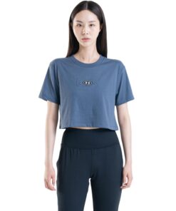 Under Armour Women's UA Branded Logo Short Sleeve Crop - Gray/White - L