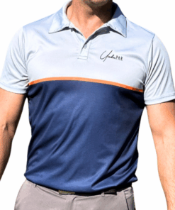 UnderPAR Golf Polo: Grey and Blue Two Tone - 3 XL