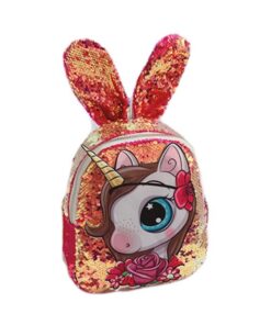Unicorn Sequin  Rabbit Foot Backpack - Orange Pinky
