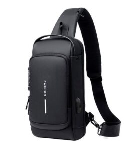 Unisex Bag Shoulder Crossbody With USB Port - Black