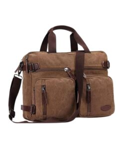 Unisex Canvas Multi-Functional Laptop Bag 8691-2 - Brown