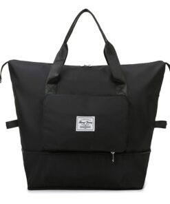 Unisex Large Capacity Waterproof Expandable Gym Travel Duffle Bag - Black