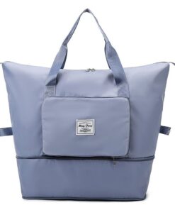 Unisex Large Capacity Waterproof Expandable Gym Travel Duffle Bag - Blue