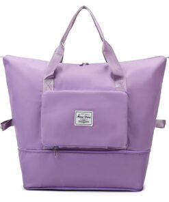 Unisex Large Capacity Waterproof Expandable Gym Travel Duffle Bag - Purple