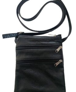Unisex Leather Sling / Shoulder or Cross Body Bag - Black