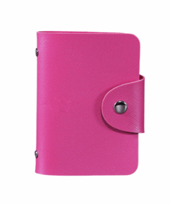 Unisex PU Leather Card Holder with Clip Closure - Rose