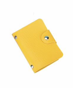 Unisex PU Leather Card Holder with Clip Closure - Yellow