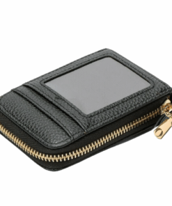 Unisex PU Leather ID & Credit Card Holder - Black