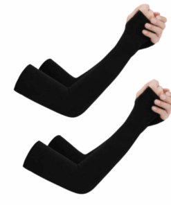 Unisex Sun Protection Arm Sleeves For Summer Outdoors - Black