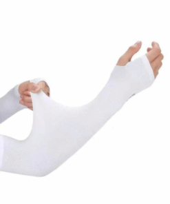Unisex Sun Protection Arm Sleeves For Summer Outdoors - White