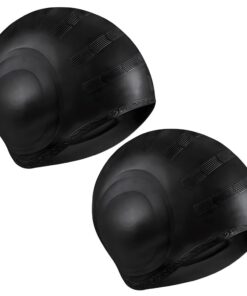 Unisex Swimming Caps with 3D Ear Protection Silicone Swim Cap - Black