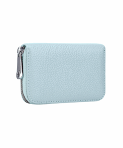 Unisex Zip Around Faux Leather Card Holder - Blue
