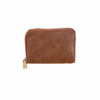 Unisex Zip Around Faux Leather Card Holder - Pecan