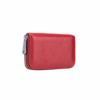 Unisex Zip Around Faux Leather Card Holder - Red