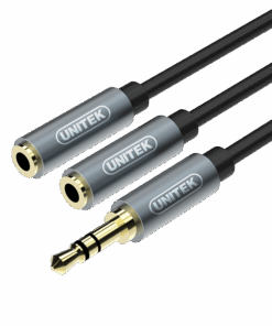 Unitek 0.2M 3.5Mm Aux Cable M To 2X F (Y-C956Abk)