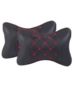Universal PU Leather Car Seat Neck & Head Rest Pillow - Pack of 2