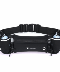 Upgraded Running Belt with 2 Water Bottles - Waist pack - Black