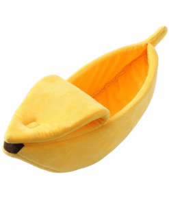 UrbanPets - Banana Shaped Cat Dog Bed with Removable Lid Soft Warm