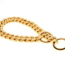 UrbanPets - Dog Collar Plated Gold Stainless Steel Cuban Curb Link Chain - L
