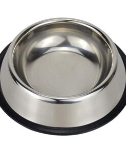 UrbanPets - Stainless Steel Dog Bowl with Rubber Base Cat Pet Bowl - L