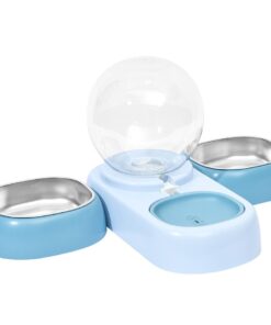 UrbanPets - The Pearl 3 In 1 Pet Feeder Cat Bowl Automatic Water Dispenser - Blue