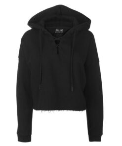USA Pro Ladies Lace Up Crop Hoodie  - Black [Parallel Import] - S